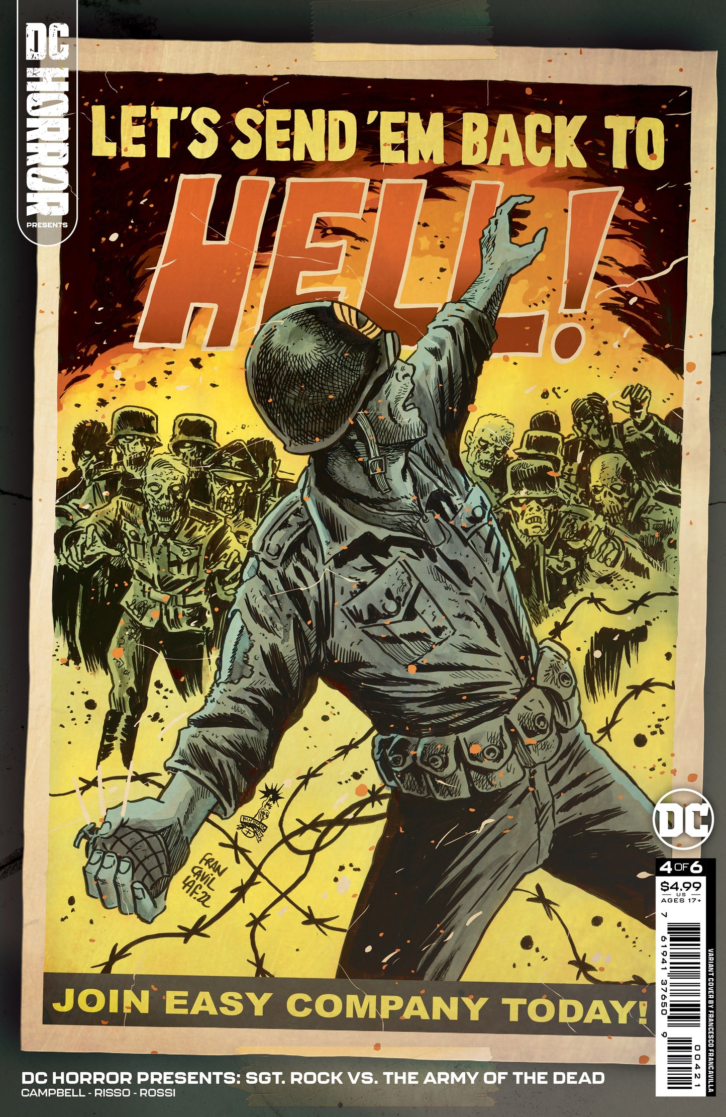 DC HORROR PRESENTS SGT ROCK VS THE ARMY OF THE DEAD #4 (OF 6) CVR B FRANCESCO FRANCAVILLA CARD STOCK VAR (MR)