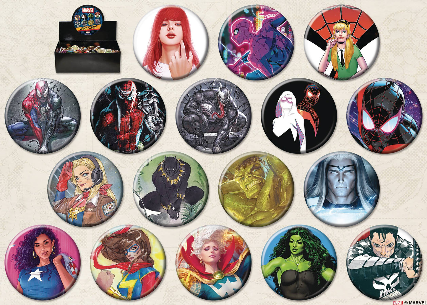 MARVEL COMICS COVERS #1 144 PC BUTTON ASST (NET) (JUN228753)