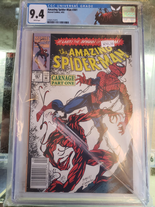 CGC 9.4 Amazing Spider-Man #361 Newsstand Edition (First Carnage)