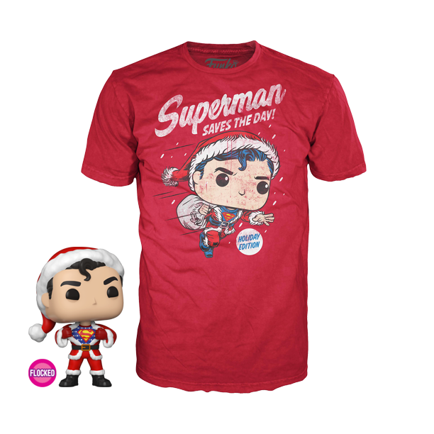Funko POP! & Tee: DC Holiday - Superman (Flocked)