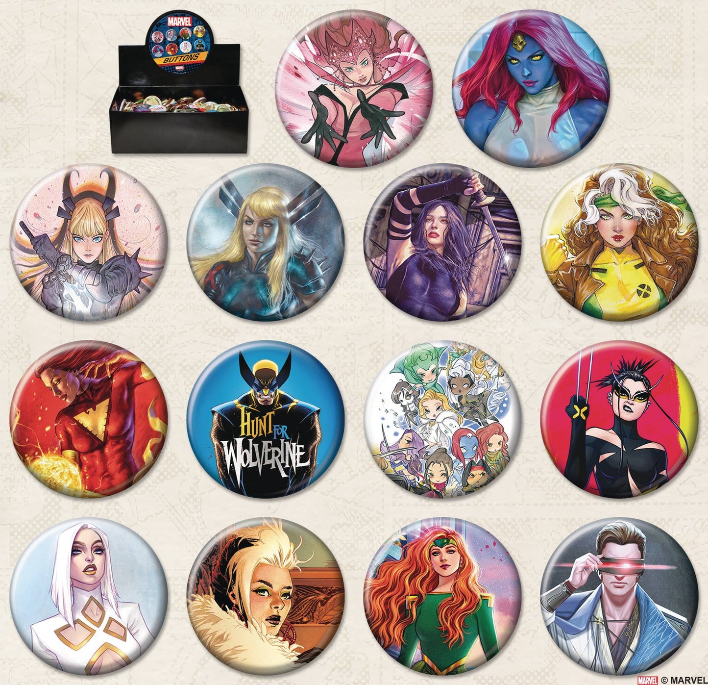 MARVEL COMICS COVERS #2 144 PC BUTTON ASST (NET) (JUN228754)