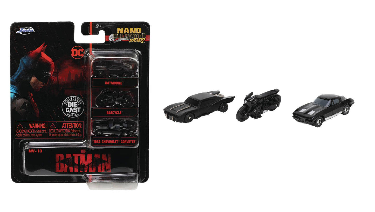 NANO HOLLYWOOD RIDES 2022 BATMAN 3PK DIE-CAST VEH (NET) (JUL