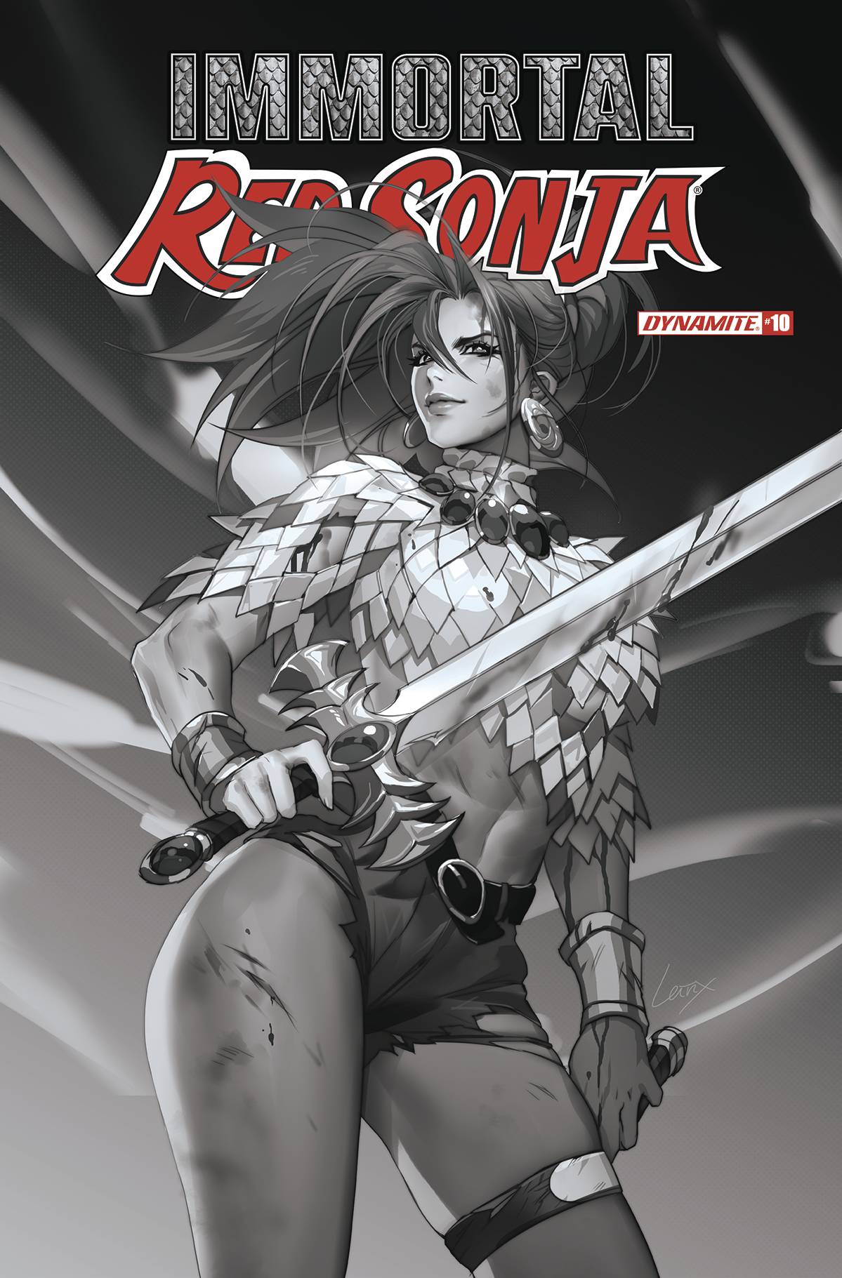 IMMORTAL RED SONJA #10 CVR F 10 COPY INCV LEIRIX B&W